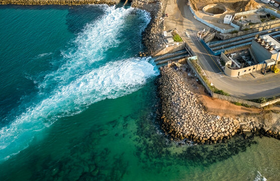 Top view The largest water desalination facility in the world, Hadera Israel