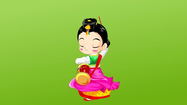 chinese cartoon girl 2d animation background and 4k resolution
