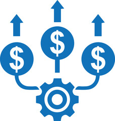 Cash flow income stream icon, investment icon symbol blue vector