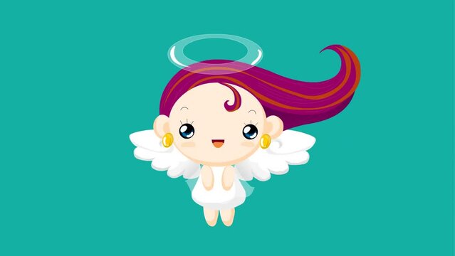 Cartoon fairytale flying 2d animation background and 4k resolution, animated fairy girl