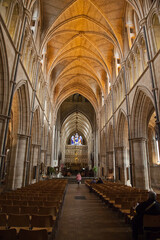 London, United Kingdom -the interior of famous Southwark Cathedral church