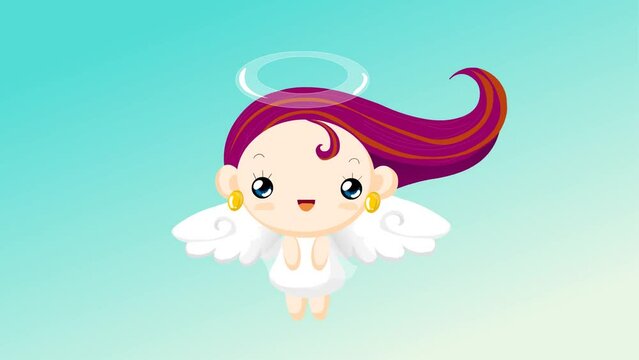Cartoon fairytale flying 2d animation background and 4k resolution, animated fairy girl