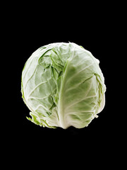 cabbage isolated on black background 