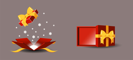 A set of Christmas gifts in snowflakes with a bow.