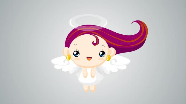 Cartoon fairytale flying 2d animation background and 4k resolution, animated fairy girl
