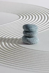 Printed roller blinds Stones in the sand Japanese zen garden with stone in textured sand