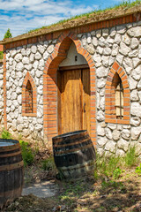 Kravi Hora, Boretice, Czech Republic - June 06 2020: Historic colourful houses and cellars of family wineries making local wines