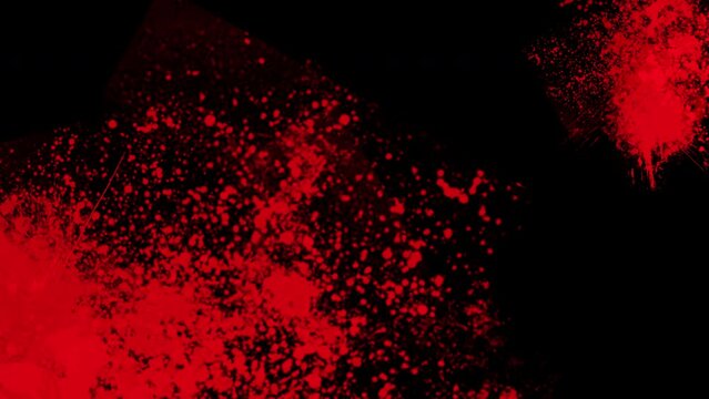 Abstract red blood ink watercolor splatter splash on black background, dangerous horror. Blood splash on black background, Red blood transition pattern background. High quality 4k footage. 
