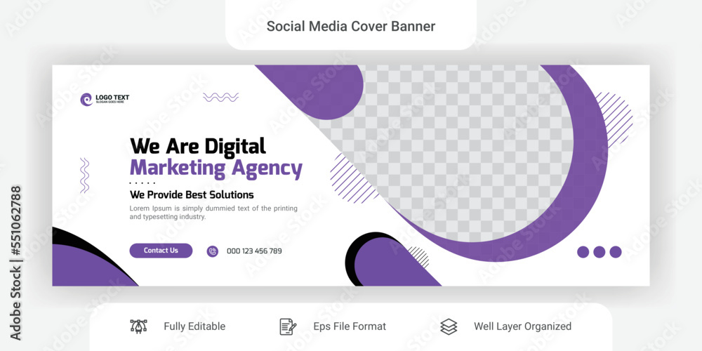 Wall mural Online business Marketing social media Facebook cover banner design template