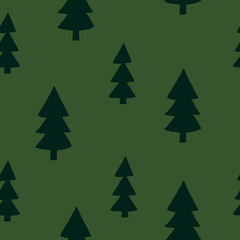 Obraz premium christmas tree seamless pattern hand drawn in doodle style. silhouette, simple, minimalism, monochrome
