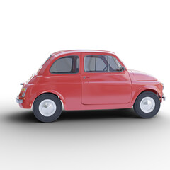 Fototapeta na wymiar red car Fiat 500 3d render transparent background