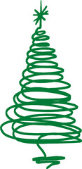 png abstract christmas tree doodle icon isolated.