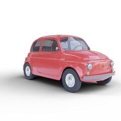 Fototapeta na wymiar red car Fiat 500 3d render transparent background