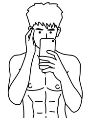 black and white of cute man cartoon for coloring