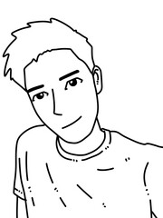 black and white of cute man cartoon for coloring