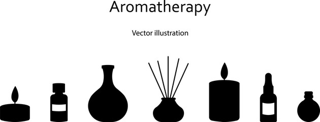 Vector illustration of the contours of cosmetics for aromatherapy.