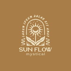 Sun flower mystical logo design template