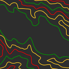 Simple background with contour line pattern and with Jamaican color theme