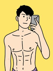 cute man cartoon on yellow background