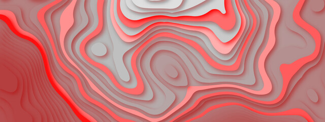 Bright red and white liquid paper waves abstract banner design. Paper cut 3d concept.
Modern and creative papercut and color multi-layer gradient on vector red pattern background.