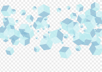 Grey Cube Background Transparent Vector. Box Simple Illustration. White Geometric Abstract Design. Blockchain Card. Blue Minecraft Polygon.