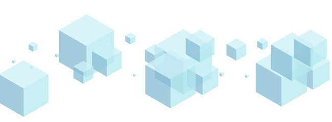 Blue Square Background White Vector. Geometric Spatial Design. Sky Blue Polygon Blank Card. Isometric Illustration. Blue-gray Minimal Box.