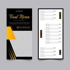 food flyer for restaurant menu card design, cooking recipe for fast food, burger or cocktail party, food poster business dl flyer template