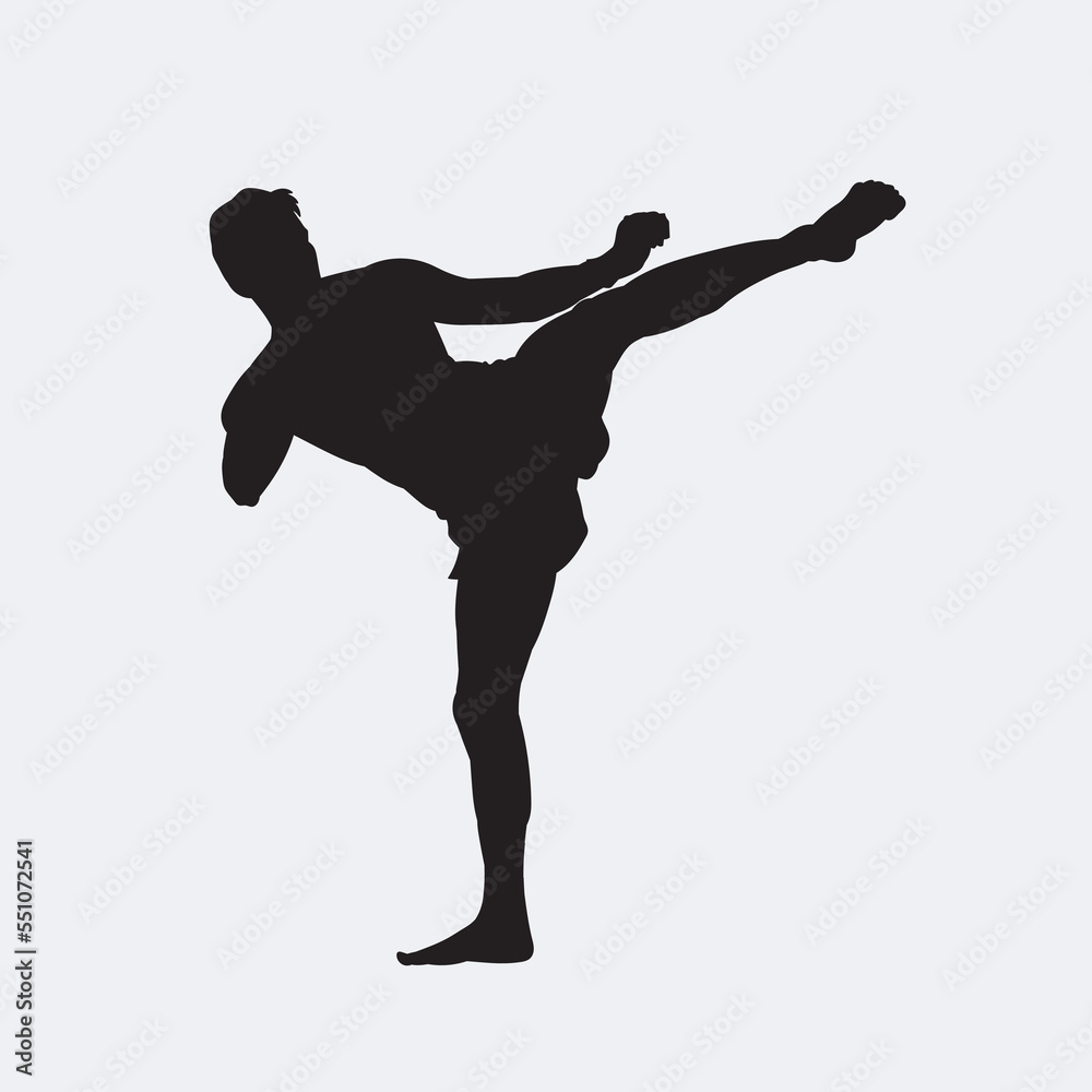 Canvas Prints illustration kickboxing fighter isolated vector silhouette. on white background.