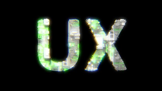 cybernetical text UX with chromatic aberrance and glitch effects, isolated