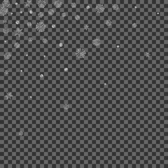Silver Snow Background Transparent Vector. Confetti Sparkle Card. Luminous Snowflake Elegant. Grey Wintry Pattern.