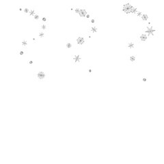 Silver Confetti Background White Vector. Flake Happy Illustration. Metal Snowflake Ice. Luminous Flake Texture.