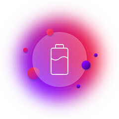 Battery line icon. Electricity, electrical energy, charge, rechargeable, portable, accumulator, state discharged. Technology concept. Glassmorphism style. Vector line icon for Business and Advertising