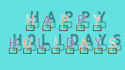 happy holidays on pastel blue background, creative art design
