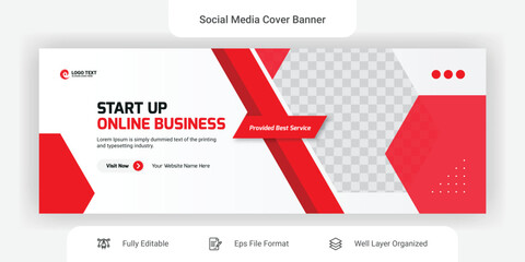 Online business marketing social media facebook cover banner design template