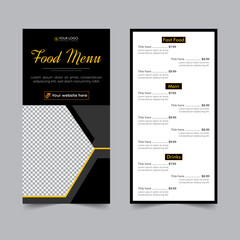 food flyer for restaurant menu card design, cooking recipe for fast food, burger or cocktail party, food poster business dl flyer template