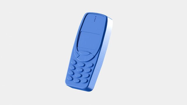 3D illustration icon of a blue Nokia 3310 flat design style