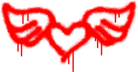 Graffiti love wings symbol with red  spray paint. 