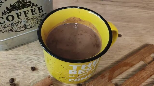 cocoa in a yellow mug