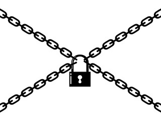 Fototapeta na wymiar Padlock and metal chain. concept of protection and lack of freedom vector illustration eps