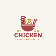Chicken noodle soup logo design template