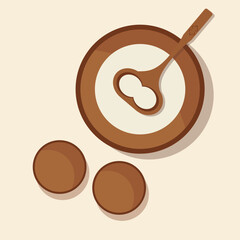 Vector national kazakh cuisine. Airan, shubat, qumis kazakh drinks.