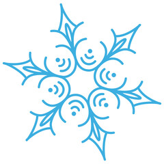 Naklejka premium Blue snowflake with openwork lines on the ends. Winter vector illustration.