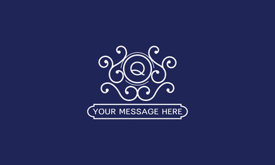 Vintage elegant initial Q monogram design template. White color logo design isolated on dark background. Vector illustration