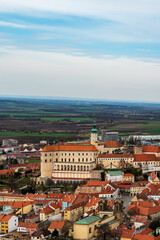 Obraz premium Mikulov town ftom Svaty kopecek hill in Palava mountains in Czech republic