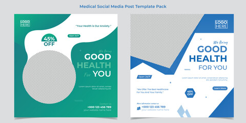 Medical Healthcare square flyer and social media post template design