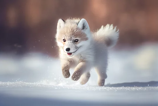 Baby Arctic fox (Vulpes Lagopus) in snow habitat, winter landscape,  Svalbard, Norway Illustration Stock | Adobe Stock