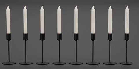 Realistic 3D Render of Candlesticks with Candles
