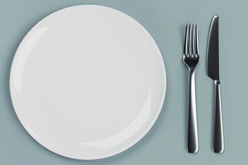 Realistic 3D Render of Plate with Cutlery