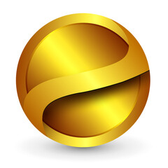 Logo 3d gold sphere, business successs symbol isolated.