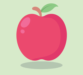Fresh cartoon apple vector illustration. Simple flat design apple fruit. Vegetarian and ecology food. Healthy food. Sweet apple. Tropical fruits.